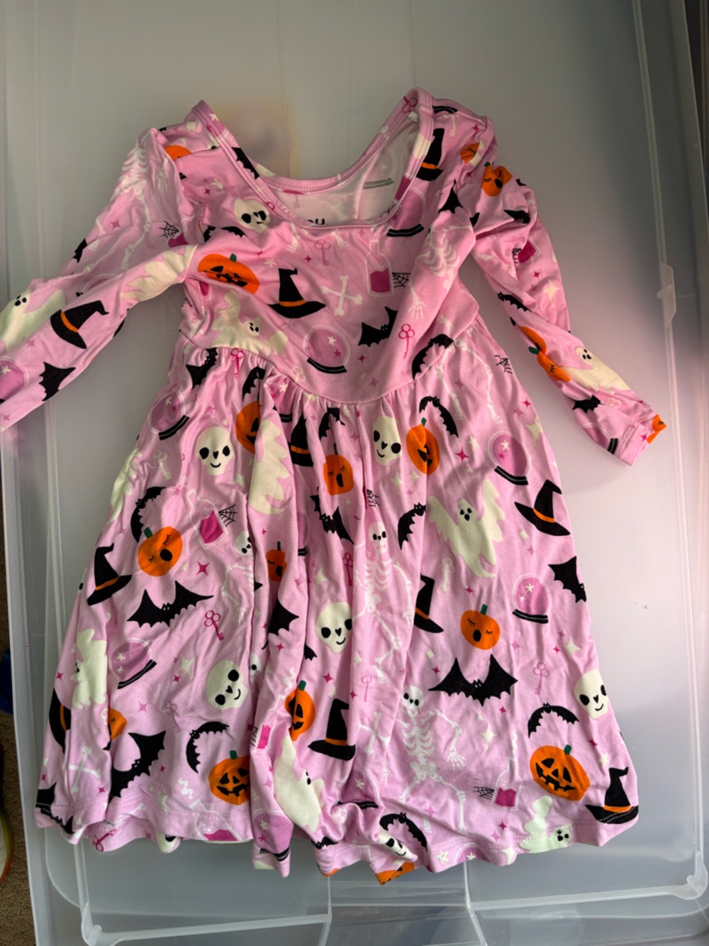 Little Sleepies Pink Halloween Bamboo Dress 3T Twirl Skater Dress - Picture 4 of 8